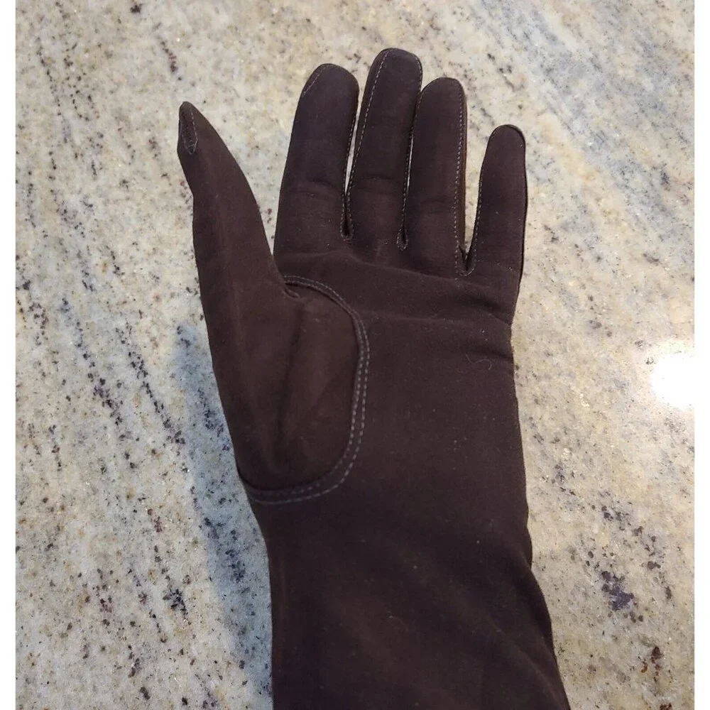 Vintage Womens Size M 6 3/4 Brown Suede Leather Formal 10.5